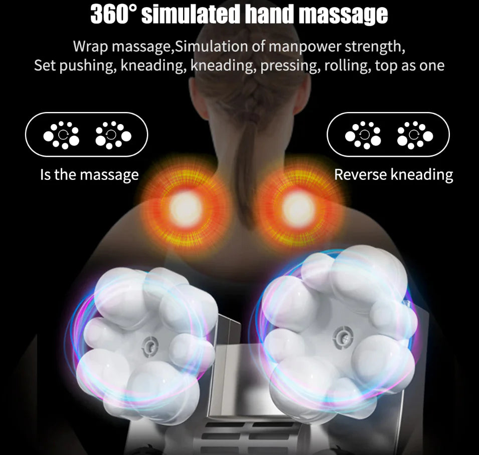 Back Neck and Shoulder Massager with Heat Deep Tissue 3D Kneading Pillow