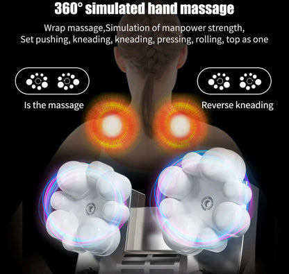 Back Neck and Shoulder Massager with Heat Deep Tissue 3D Kneading Pillow