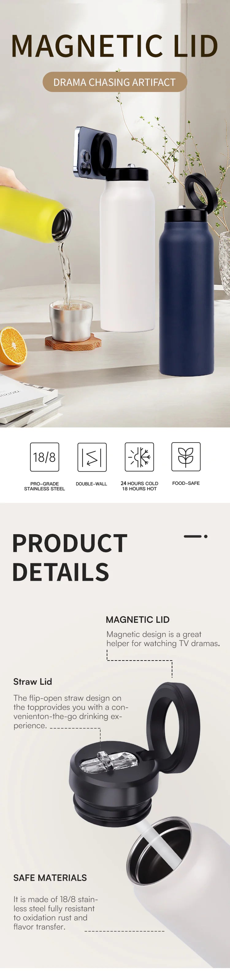 Magnetic Water Bottle 24oz