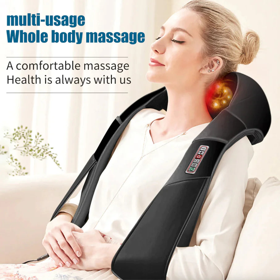 Back Neck and Shoulder Massager with Heat Deep Tissue 3D Kneading Pillow