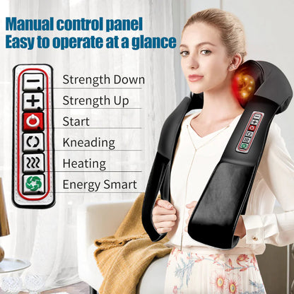 Back Neck and Shoulder Massager with Heat Deep Tissue 3D Kneading Pillow